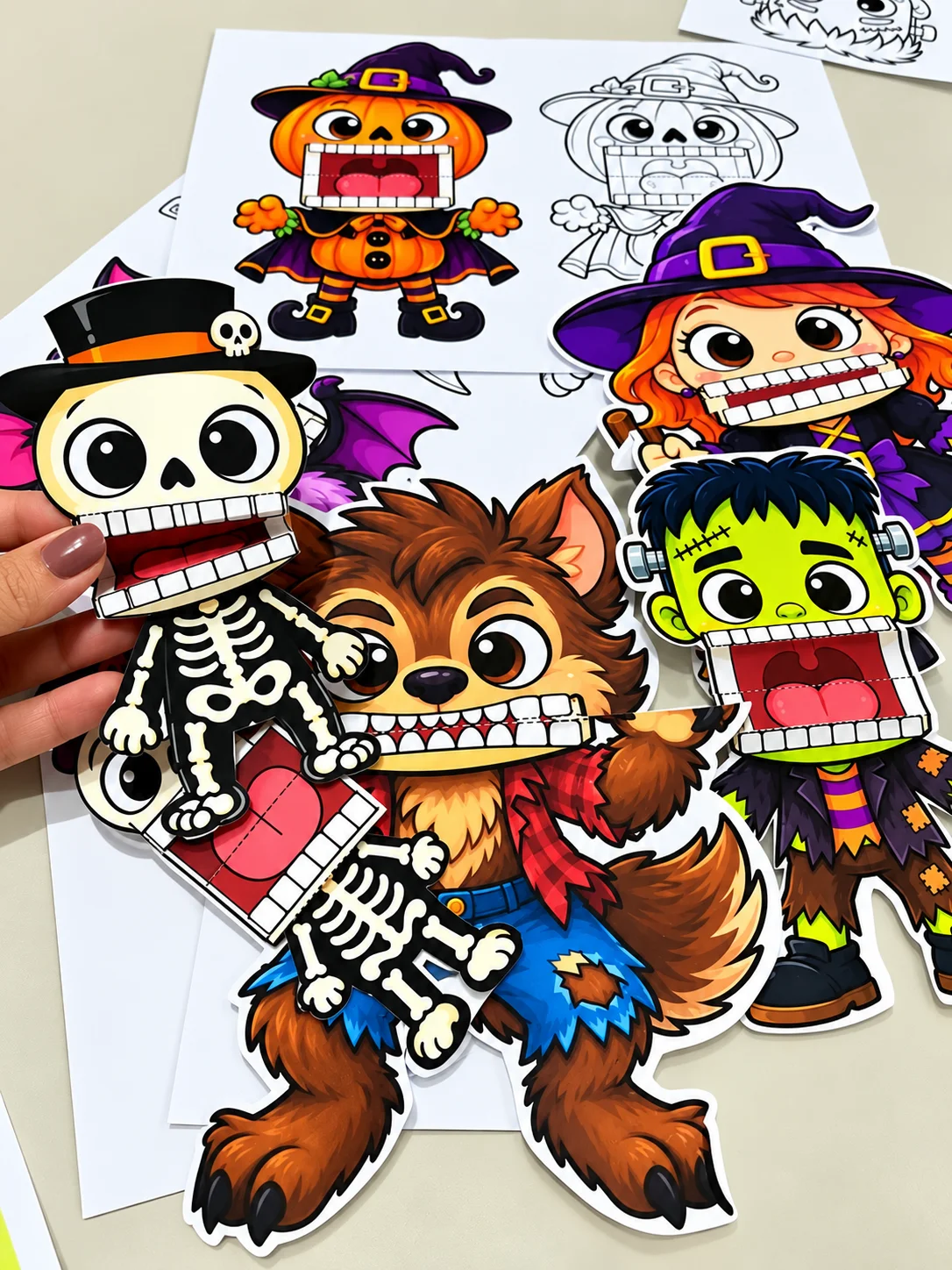 Boca Articulada Halloween e Dia do Saci- Ensino fundamental. — amostra 2: Kit de bocas articuladas com personagens de…
