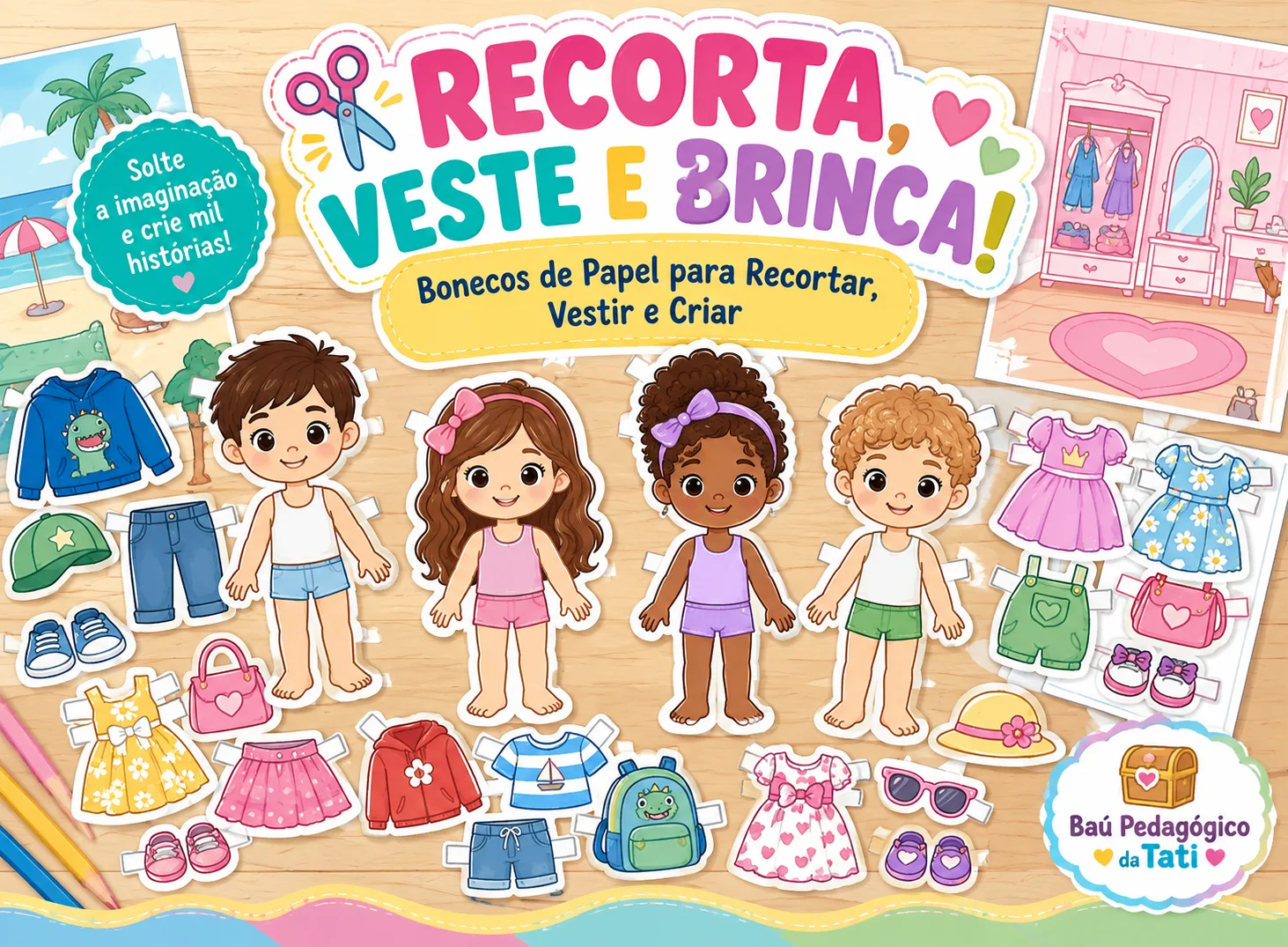 Bonecos de Papel para Recortar e Vestir | Educação Infantil — História para Educação Infantil: Bonecos de papel para…