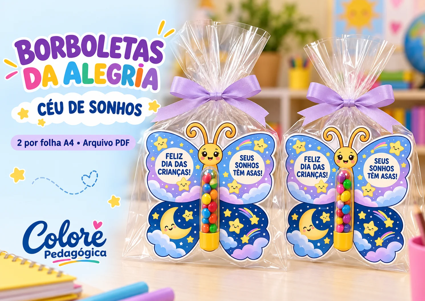 Borboletas da Alegria 4 Modelos de Lembrança para o Dia das Crianças — amostra 3: Encante sua turma com quatro modelos…