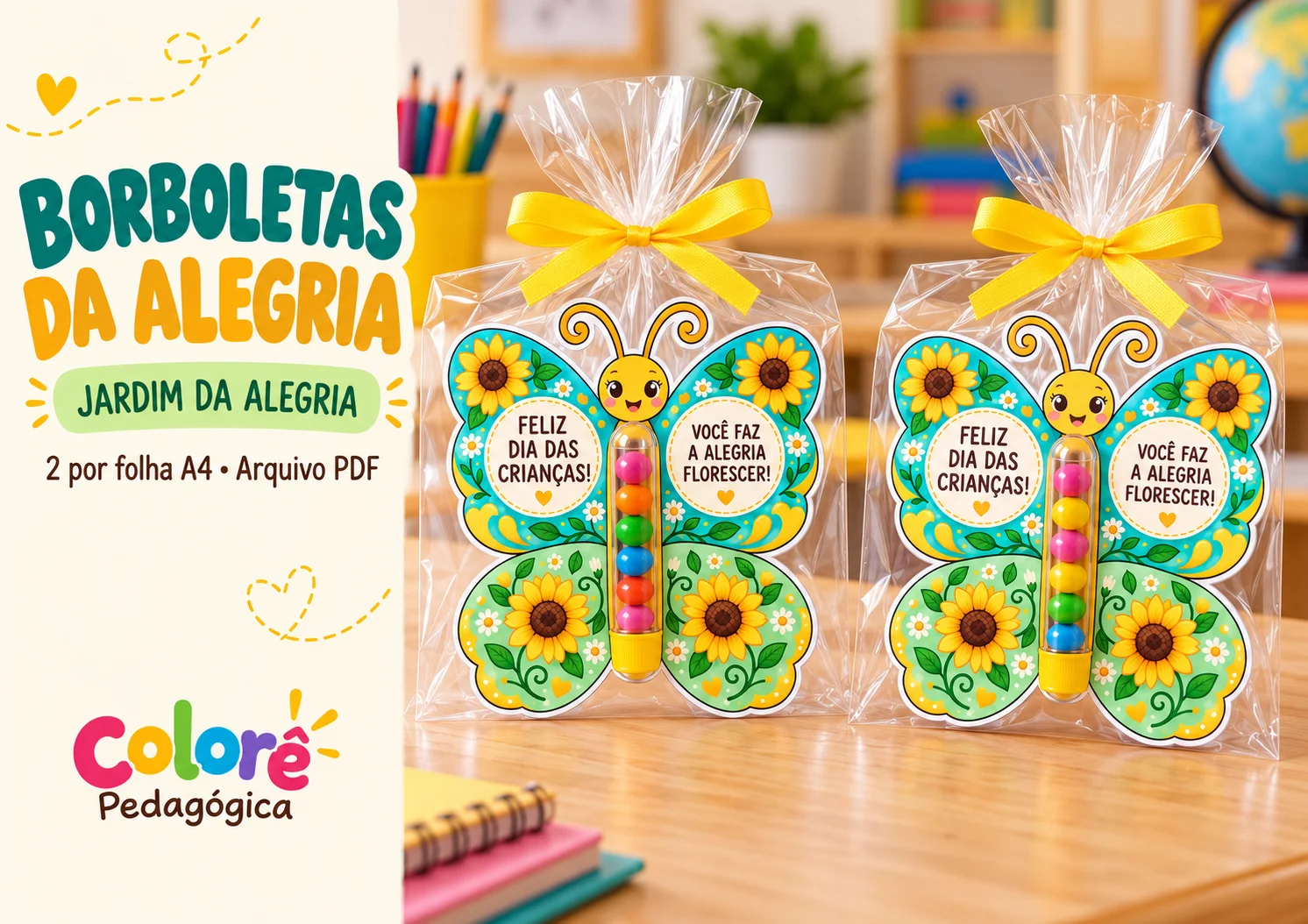 Borboletas da Alegria 4 Modelos de Lembrança para o Dia das Crianças — amostra 4: Encante sua turma com quatro modelos…
