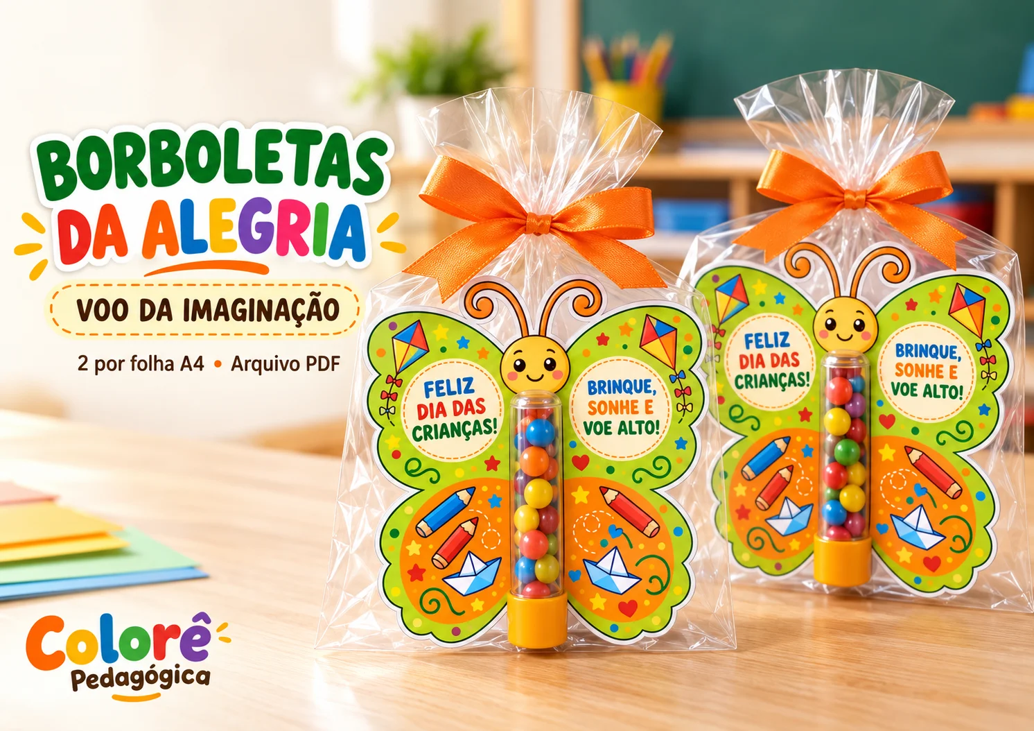 Borboletas da Alegria 4 Modelos de Lembrança para o Dia das Crianças — capa do material