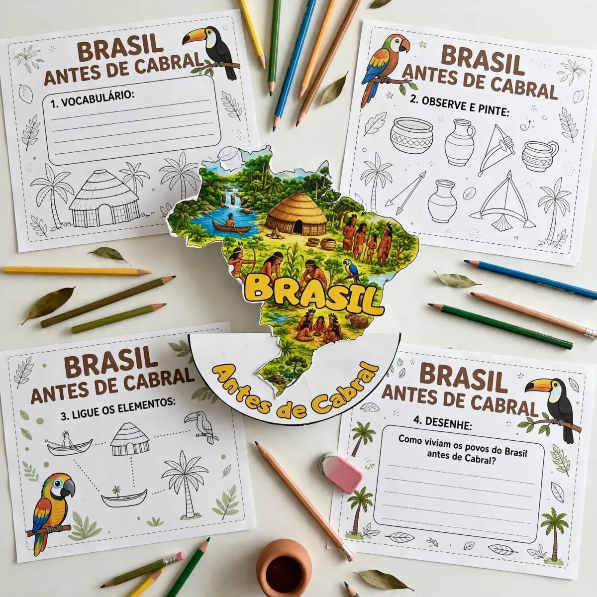 Brasil antes de Cabral: Povo Indígena - Atividade + Balancê — amostra 1: Antes da chegada dos portugueses, este território…