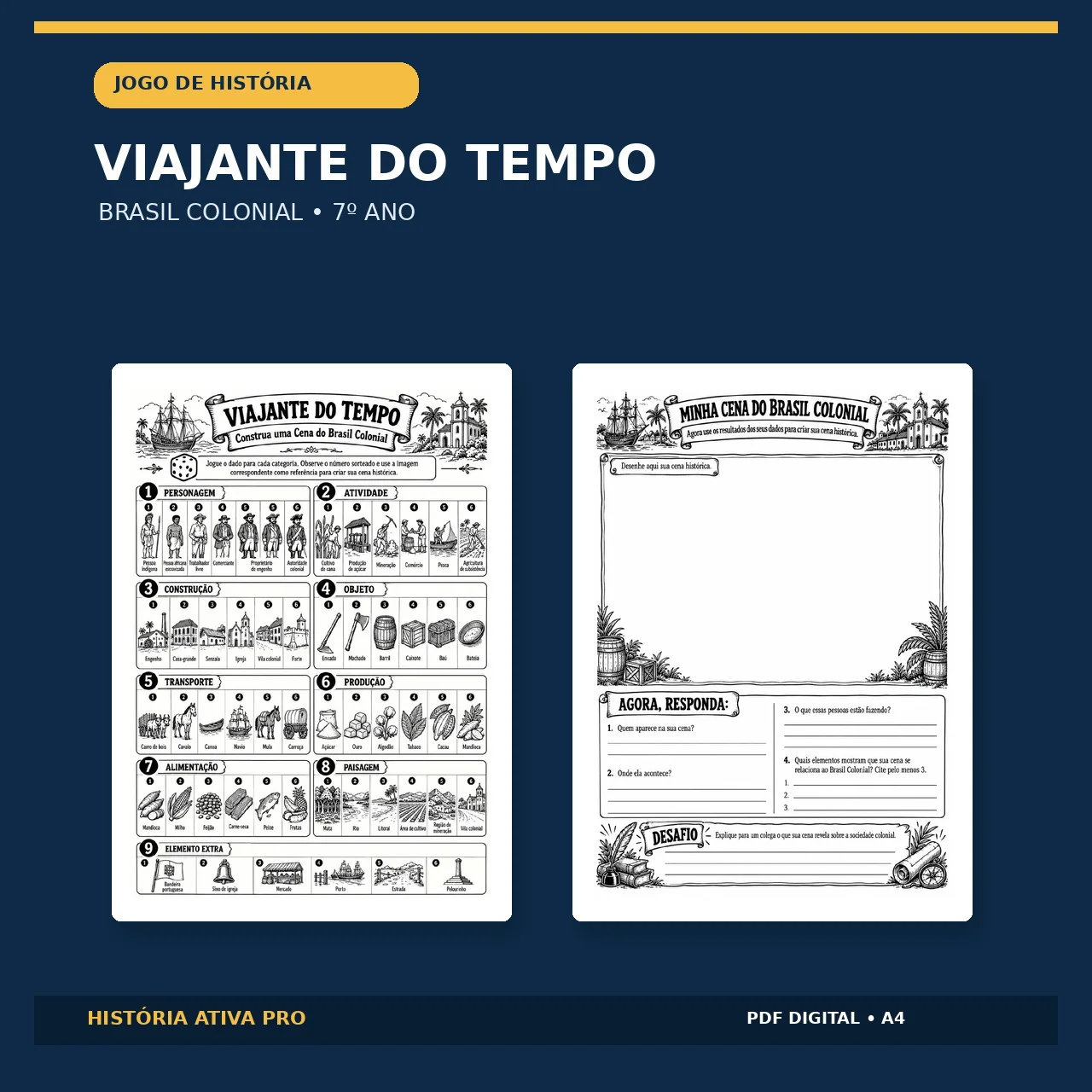 Brasil Colonial: Jogo Viajante do Tempo – 7º Ano — Jogos pedagógicos para Fundamental II (6º–9º): Jogo de História sobre o…