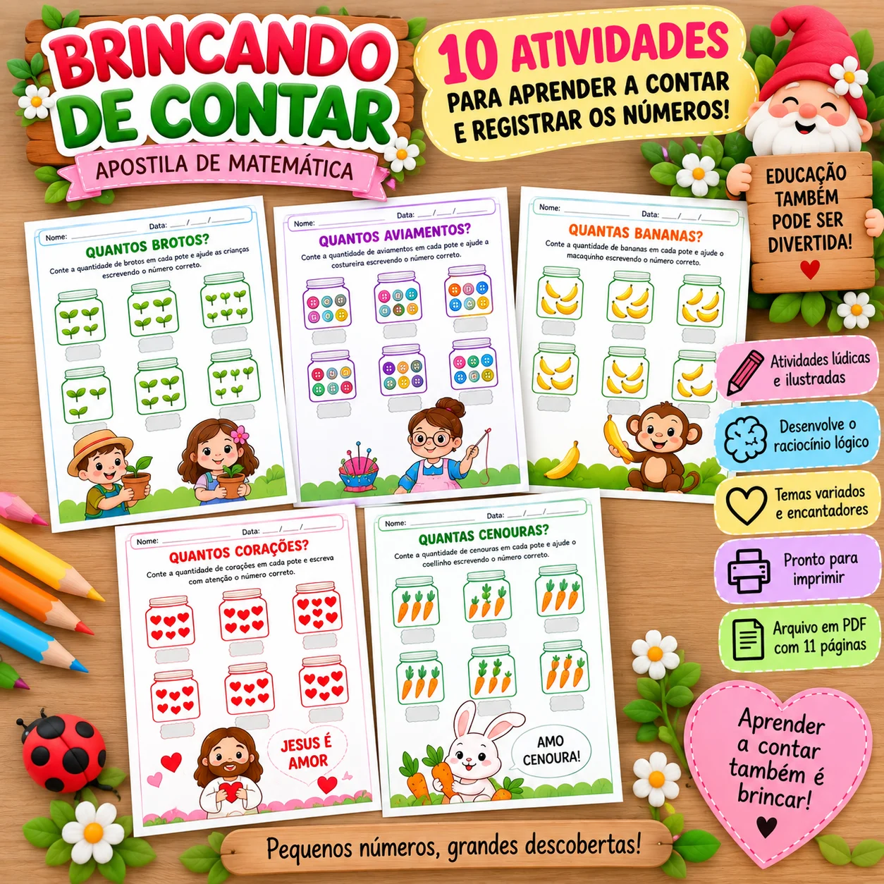Brincando de Contar –Apostila de Matemática com Atividades de Contagem — amostra 2: Apostila com atividades lúdicas de…
