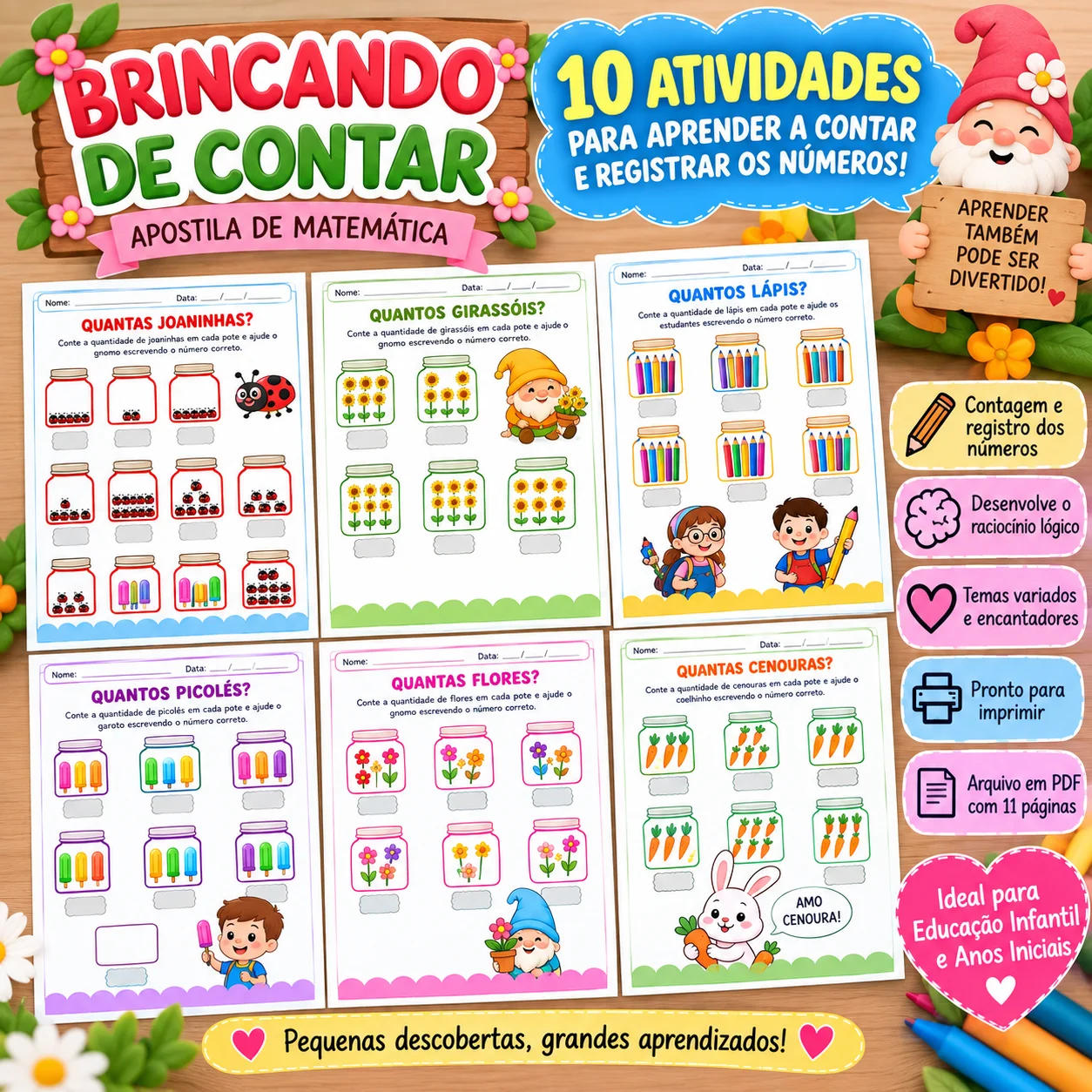 Brincando de Contar –Apostila de Matemática com Atividades de Contagem — amostra 3: Apostila com atividades lúdicas de…