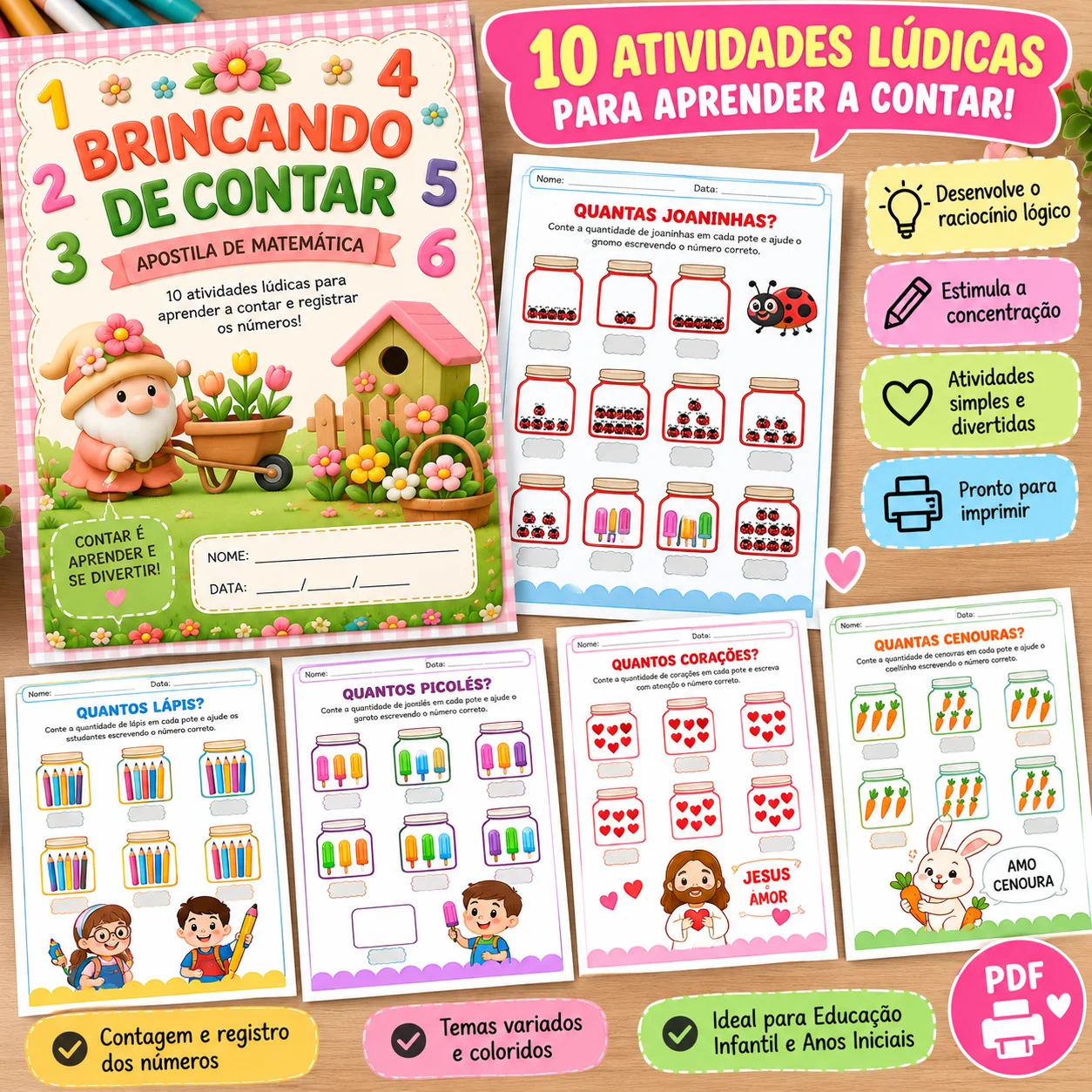 Brincando de Contar –Apostila de Matemática com Atividades de Contagem — amostra 4: Apostila com atividades lúdicas de…