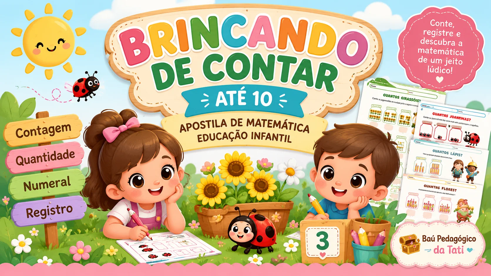 Brincando de Contar até 10 | Apostila de Matemática Infantil — amostra 1: Brincando de Contar: matemática de um jeito lúdico!