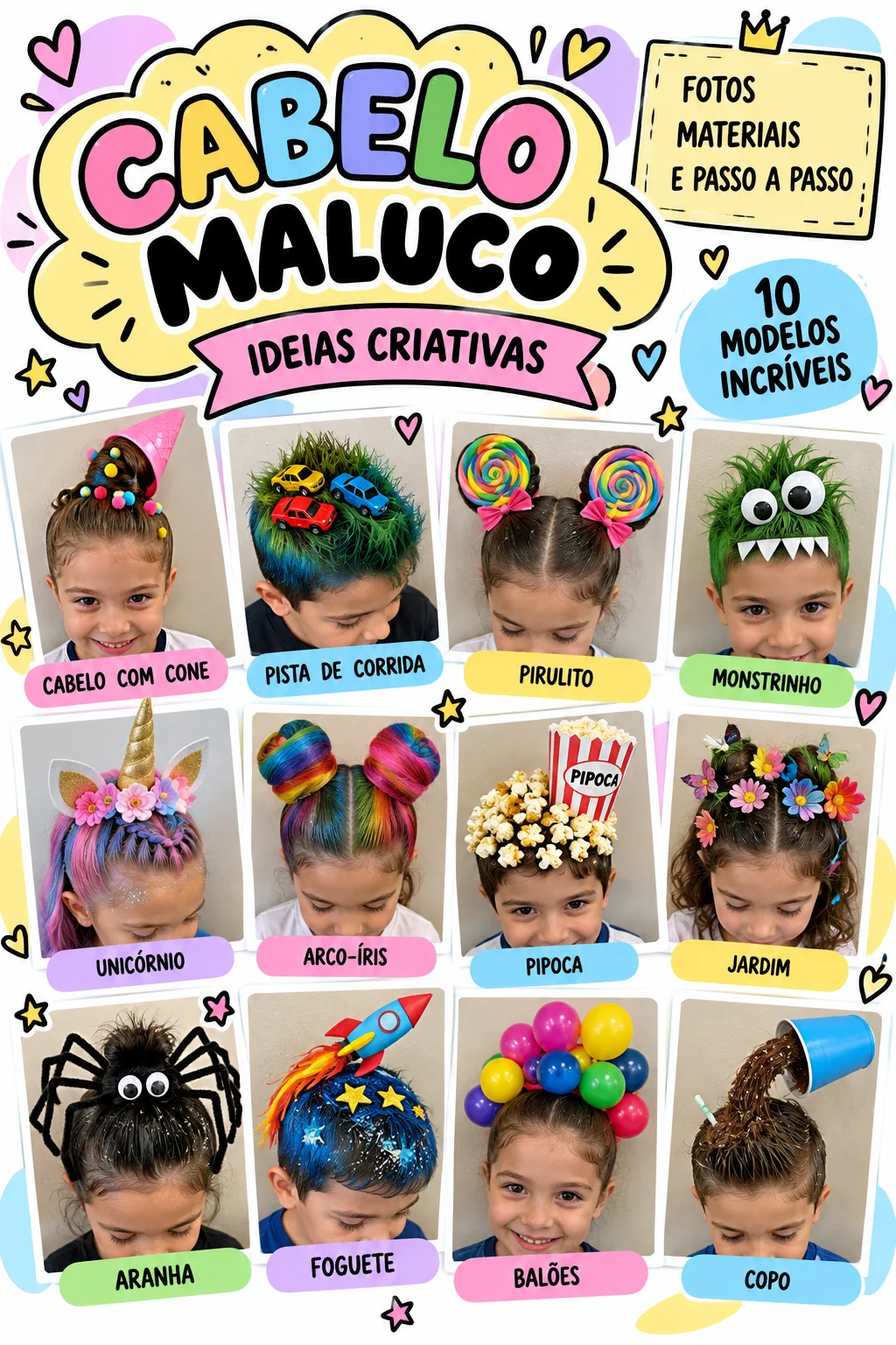 Cabelo Maluco: 9 Ideias Criativas com Fotos e Passo a Passo — capa do material