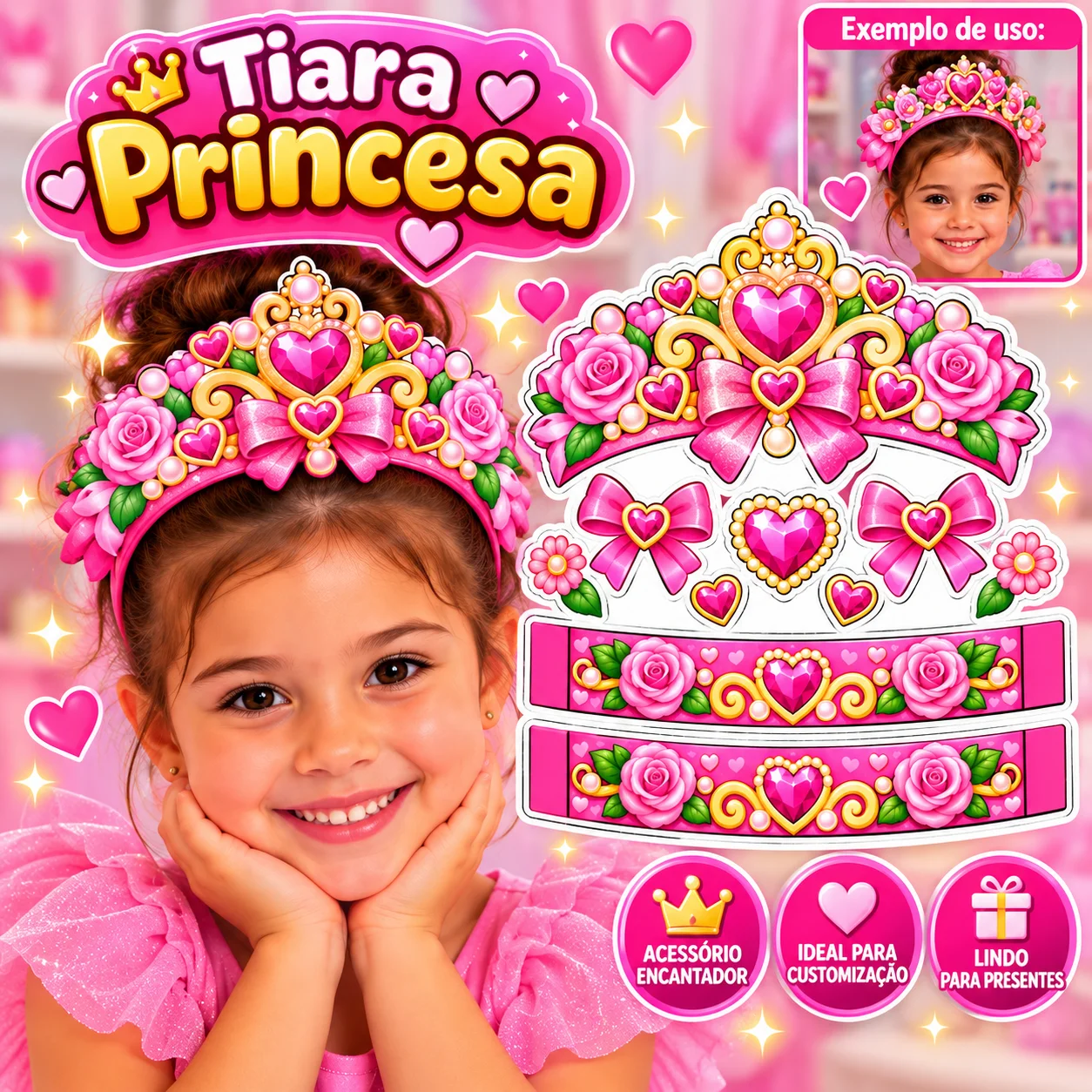 Cabelo Maluco Menina Tiara de Princesa Educação Infantil — amostra 6: Molde de Tiara Princesa para recortar, montar e usar…