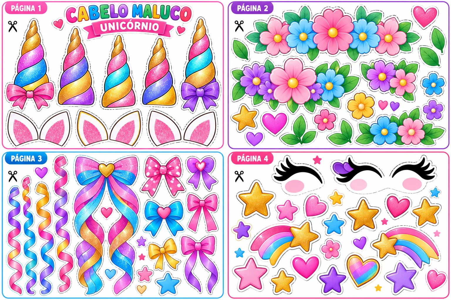 Cabelo Maluco Menina Unicórnio Educação Infantil e Fundamental PDF — amostra 4: Cabelo Maluco Unicórnio – Criativo e…