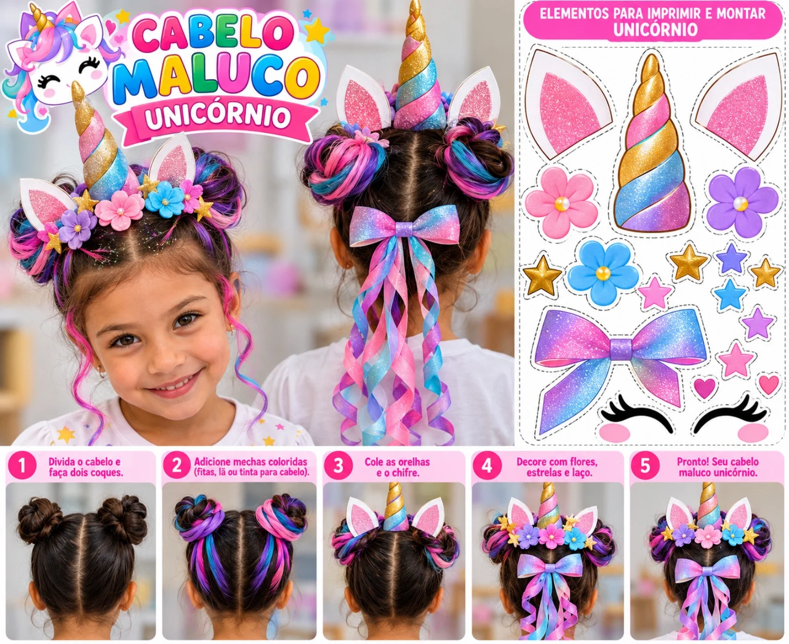 Cabelo Maluco Menina Unicórnio Educação Infantil e Fundamental PDF — amostra 7: Cabelo Maluco Unicórnio – Criativo e…