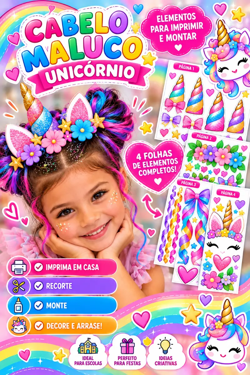 Cabelo Maluco Menina Unicórnio — Atividades para Educação Infantil: O Cabelo Maluco Menina Unicórnio é uma proposta…