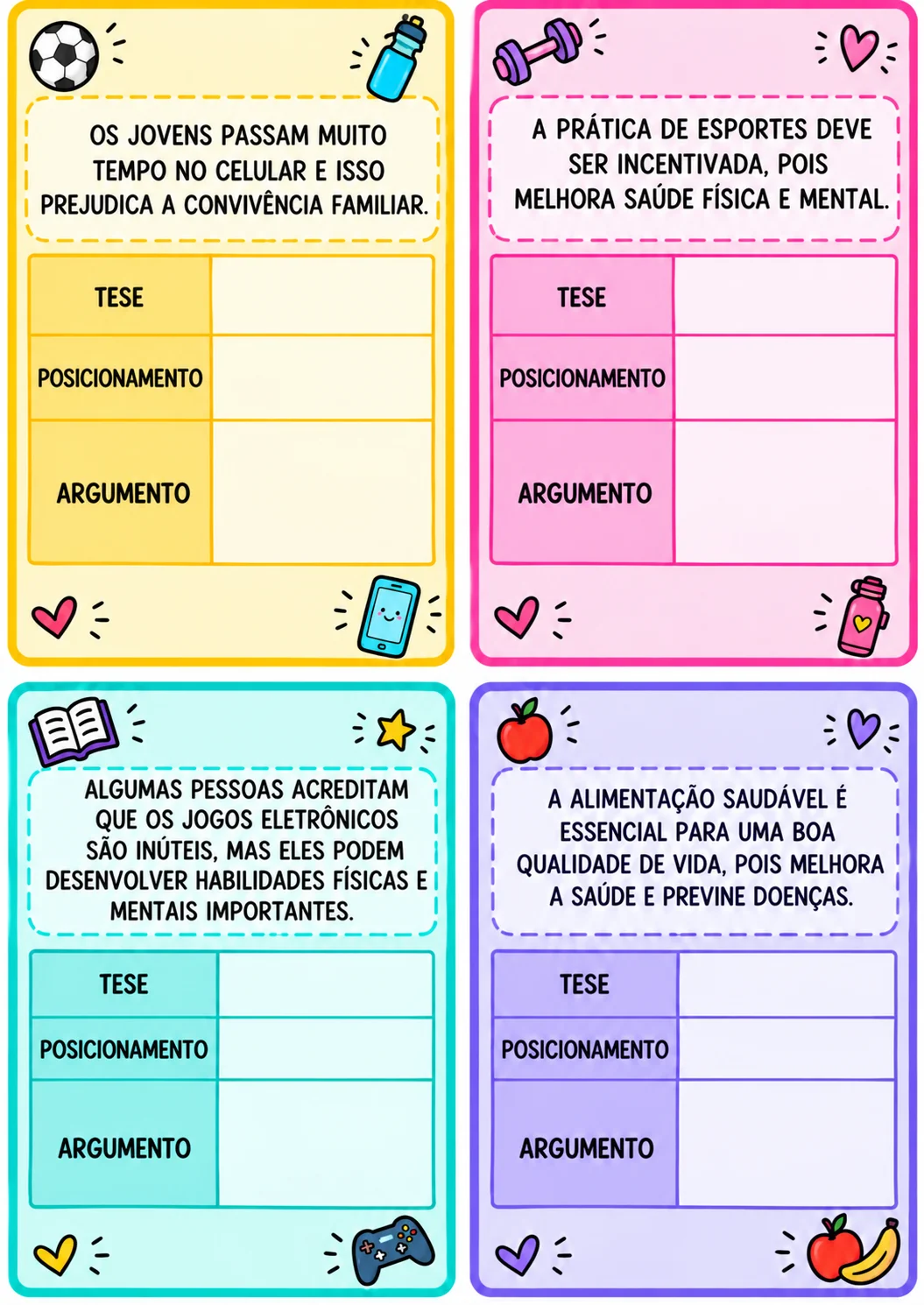 CAÇA À TESE - JOGO DE LEITURA E INTERPRETAÇÃO DE TEXTOS ARGUMENTATIVOS — amostra 2: A proposta convida os estudantes a ler,…