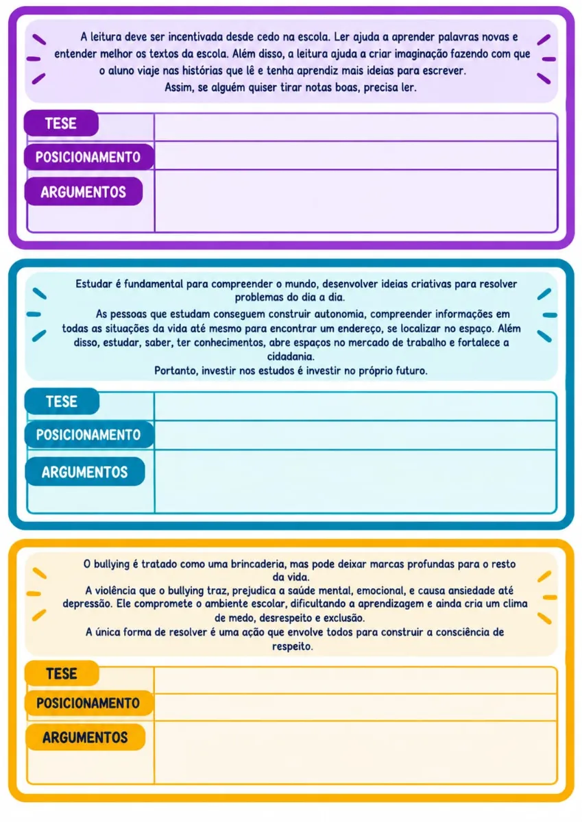 CAÇA À TESE - JOGO DE TEXTOS ARGUMENTATIVOS PARA 9° ANO — amostra 3: O MATERIAL TRABALHA: