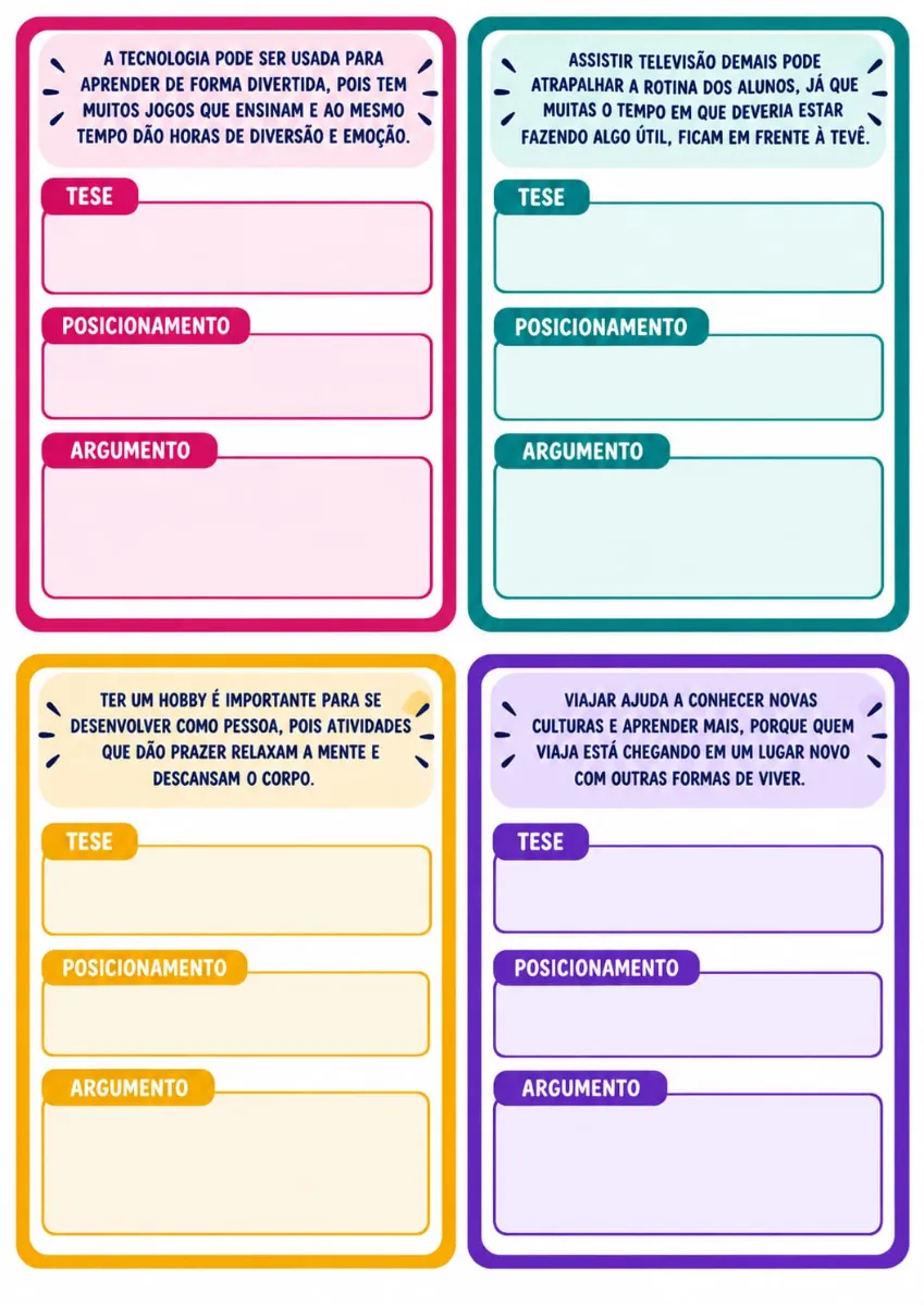 CAÇA À TESE - JOGO DE TEXTOS ARGUMENTATIVOS PARA 9° ANO — amostra 4: Uma proposta dinâmica para desenvolver a identificação…