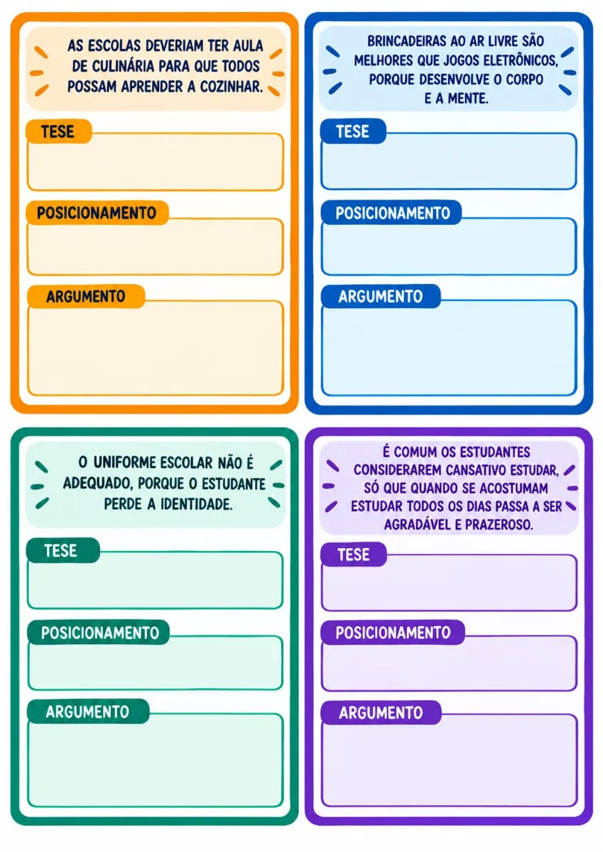 CAÇA À TESE - JOGO DE TEXTOS ARGUMENTATIVOS PARA 9° ANO — amostra 5: Uma proposta dinâmica para desenvolver a identificação…