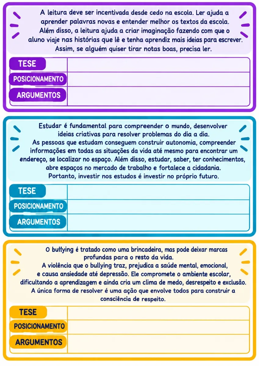 CAÇA À TESE - JOGO DE TEXTOS ARGUMENTATIVOS PARA 9° ANO — amostra 6: Uma proposta dinâmica para desenvolver a identificação…
