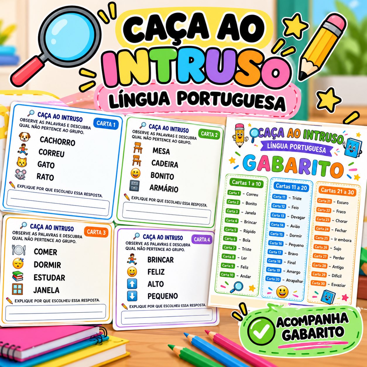 Caça ao Intruso Língua Portuguesa - 3º ao 5º ano — amostra 3: Uma atividade lúdica e desafiadora que estimula a atenção, o… Caça ao Intruso Língua Portuguesa - 3º ao 5º ano — amostra 3: Uma atividade lúdica e desafiadora que estimula a atenção, o…