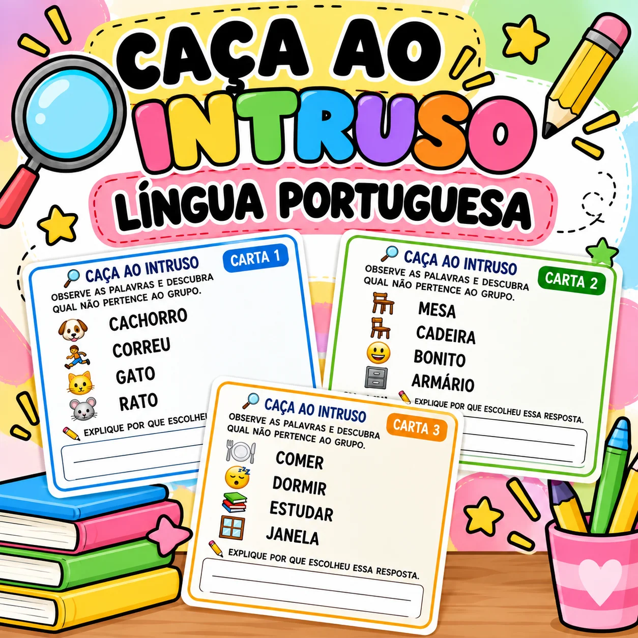 Caça ao Intruso Língua Portuguesa - 3º ao 5º ano — capa do material