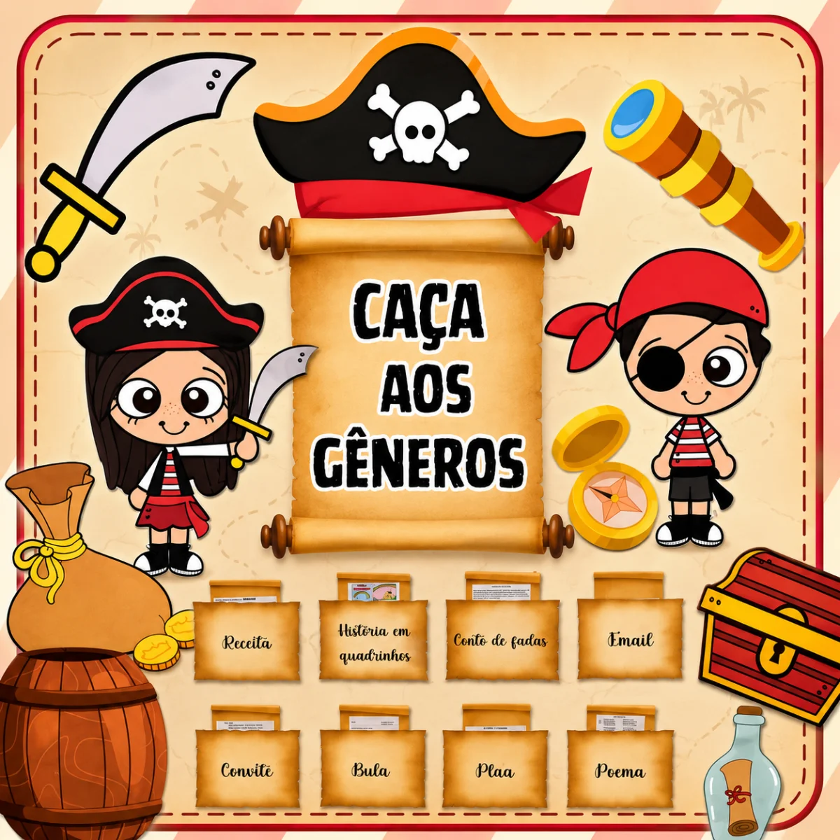 Caça aos gêneros – PDF para Imprimir | Educação Infantil — capa do material