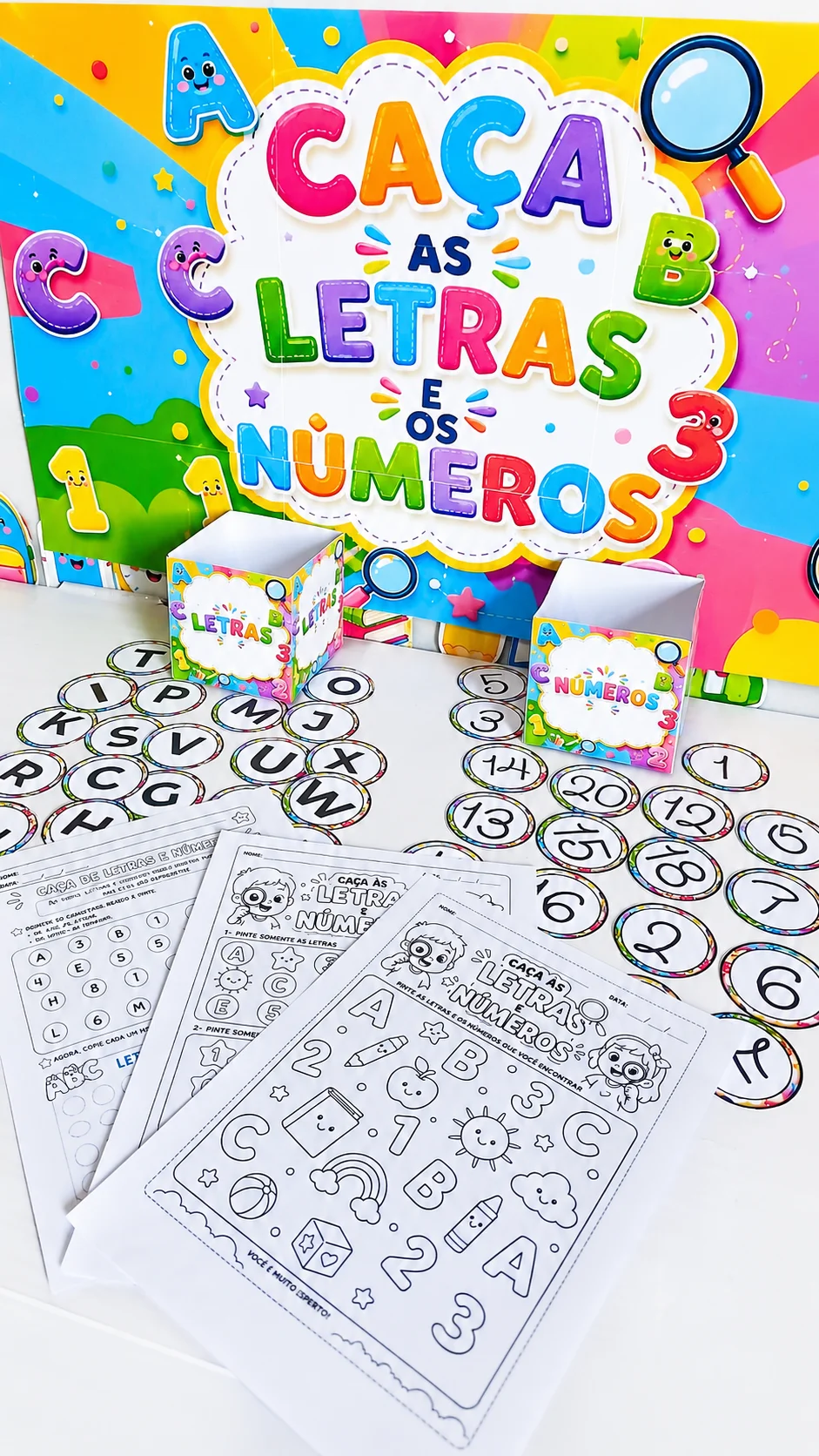 CAÇA ÀS LETRAS E NÚMEROS - 25 Páginas de Pura Diversão — capa do material