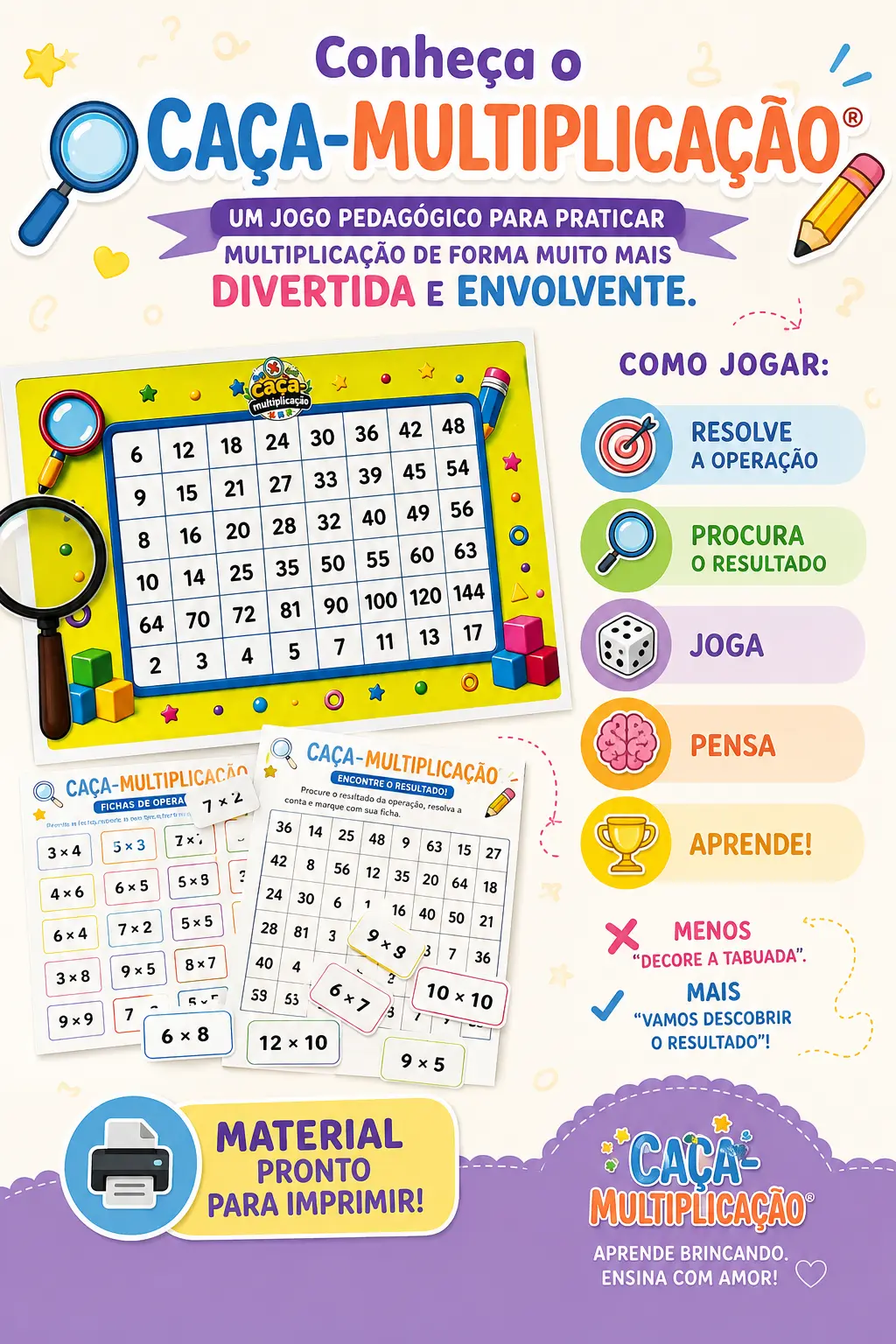 CAÇA DA MULTIPLICAÇÃO 2° ao 5 °Ano matemática — capa do material