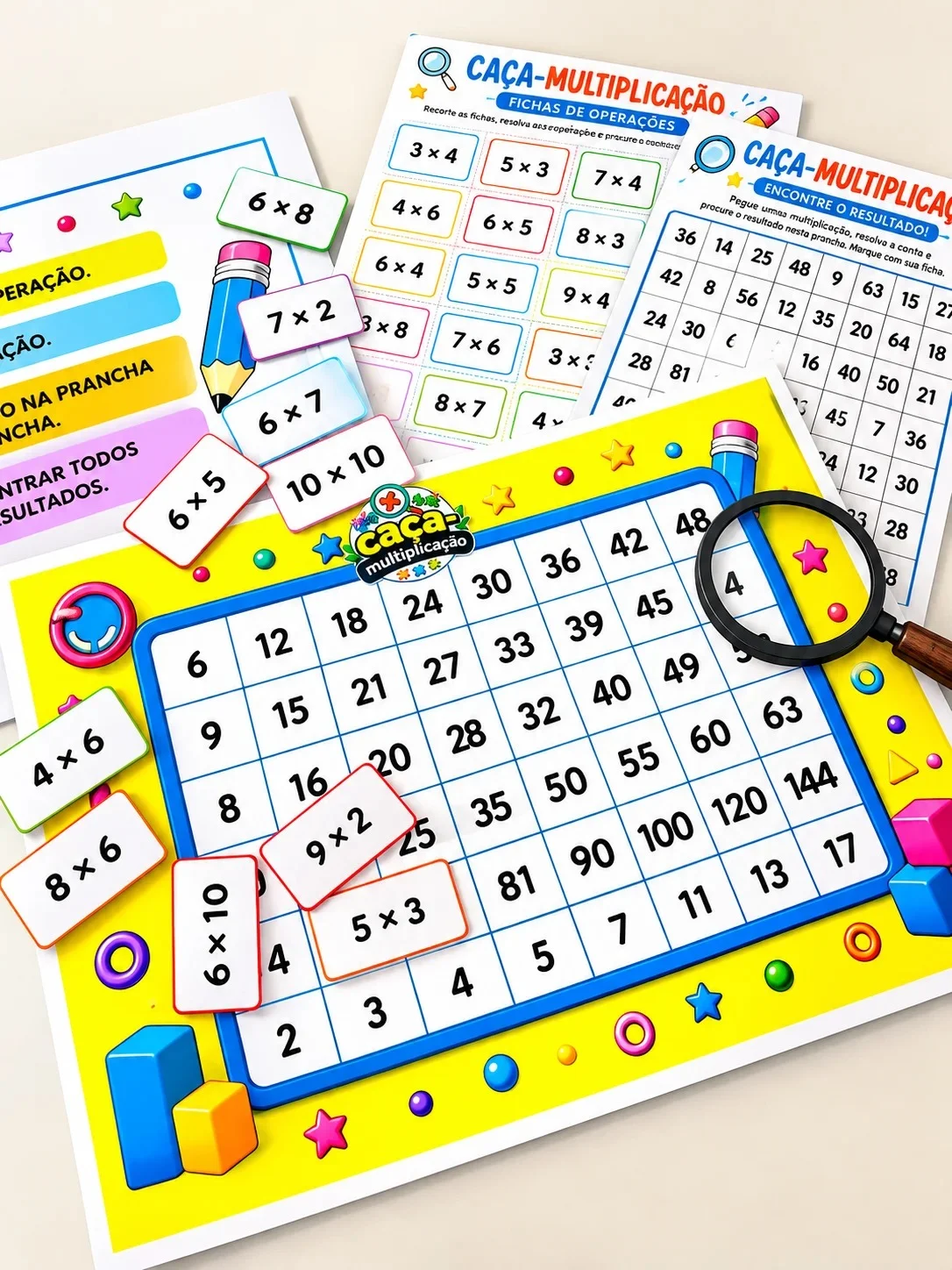 Caça-Multiplicação: Jogo de Tabuada 3°, 4° e 5° ano. — capa do material