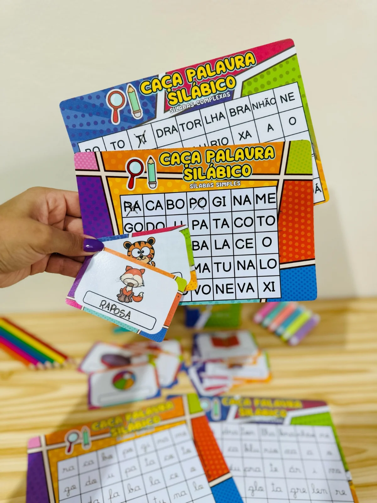 CAÇA-PALAVRA SILÁBICO - ALFABETIZAÇÃO INICIAL — amostra 2: Quer trabalhar leitura, escrita e formação de palavras de um…