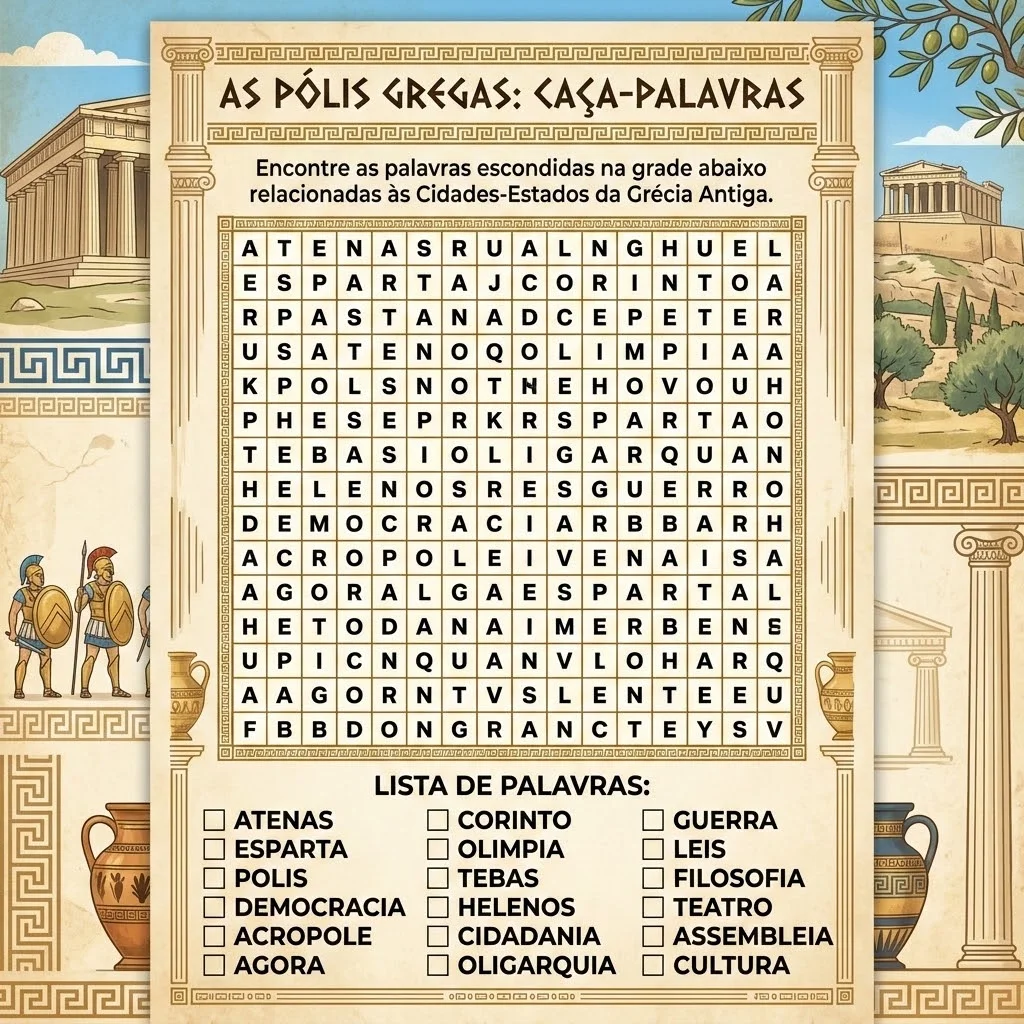 Caça-Palavras: As Pólis Gregas (6º Ano) fundamental II — capa do material