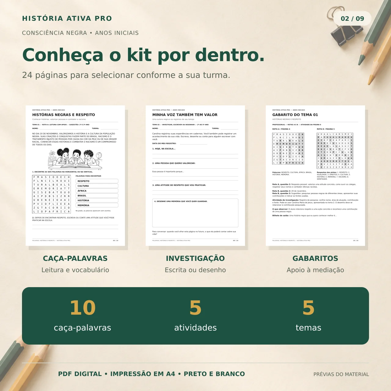 Caça-Palavras Consciência Negra: 2º ao 5º Ano — amostra 1: Consciência Negra do 2º ao 5º ano: 10 caça-palavras, 5…