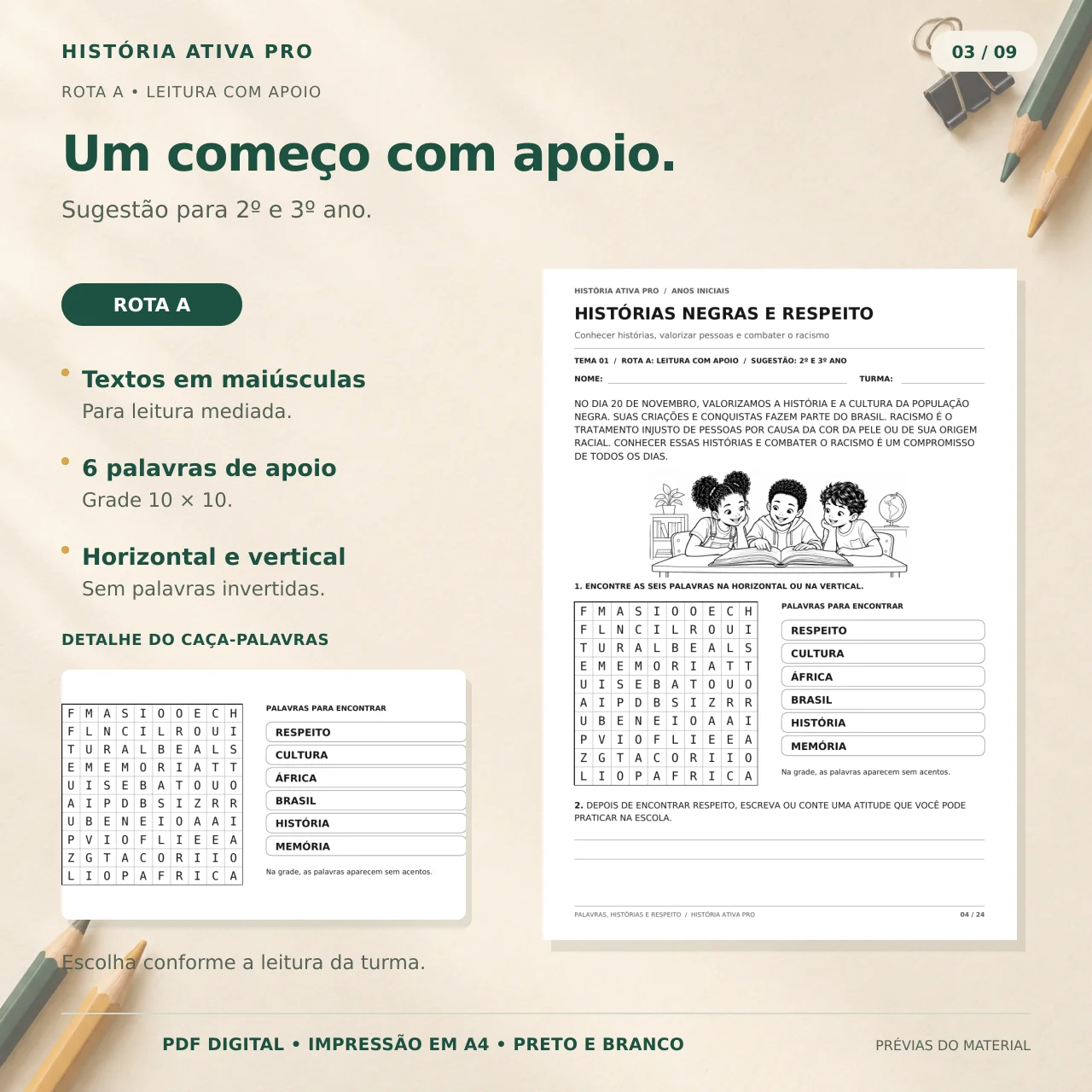 Caça-Palavras Consciência Negra: 2º ao 5º Ano — amostra 2: Consciência Negra do 2º ao 5º ano: 10 caça-palavras, 5…