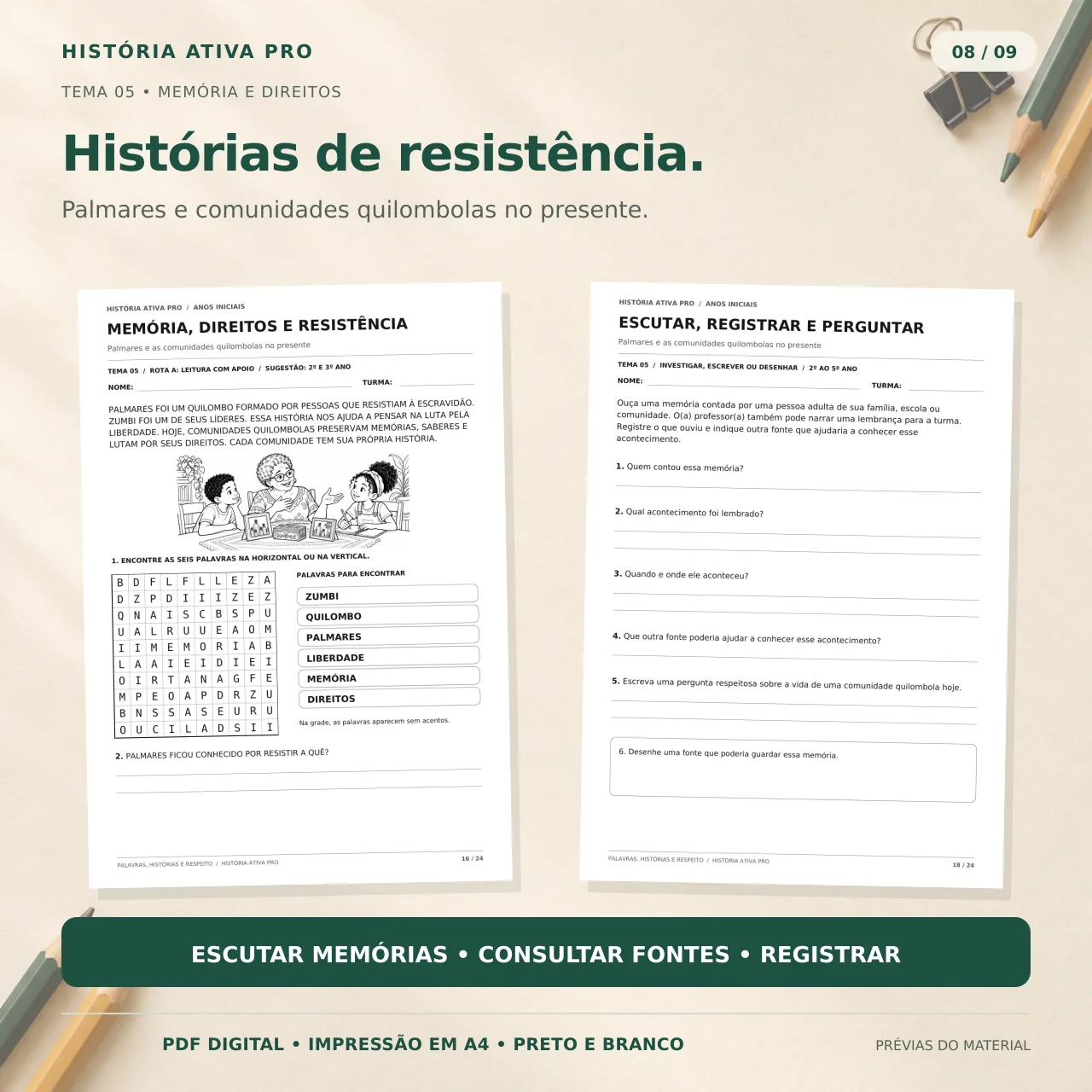 Caça-Palavras Consciência Negra: 2º ao 5º Ano — amostra 7: Consciência Negra do 2º ao 5º ano: 10 caça-palavras, 5…