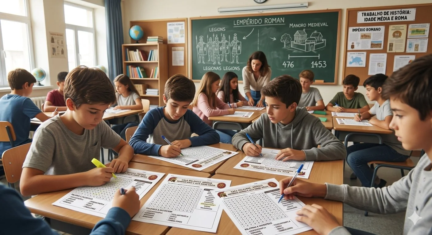 CAÇA -PALAVRAS = O IMPÉRIO ROMANO E A ALTA IDADE MÉDIA (cópia) — amostra 2: Leve para a sua aula de História uma atividade…
