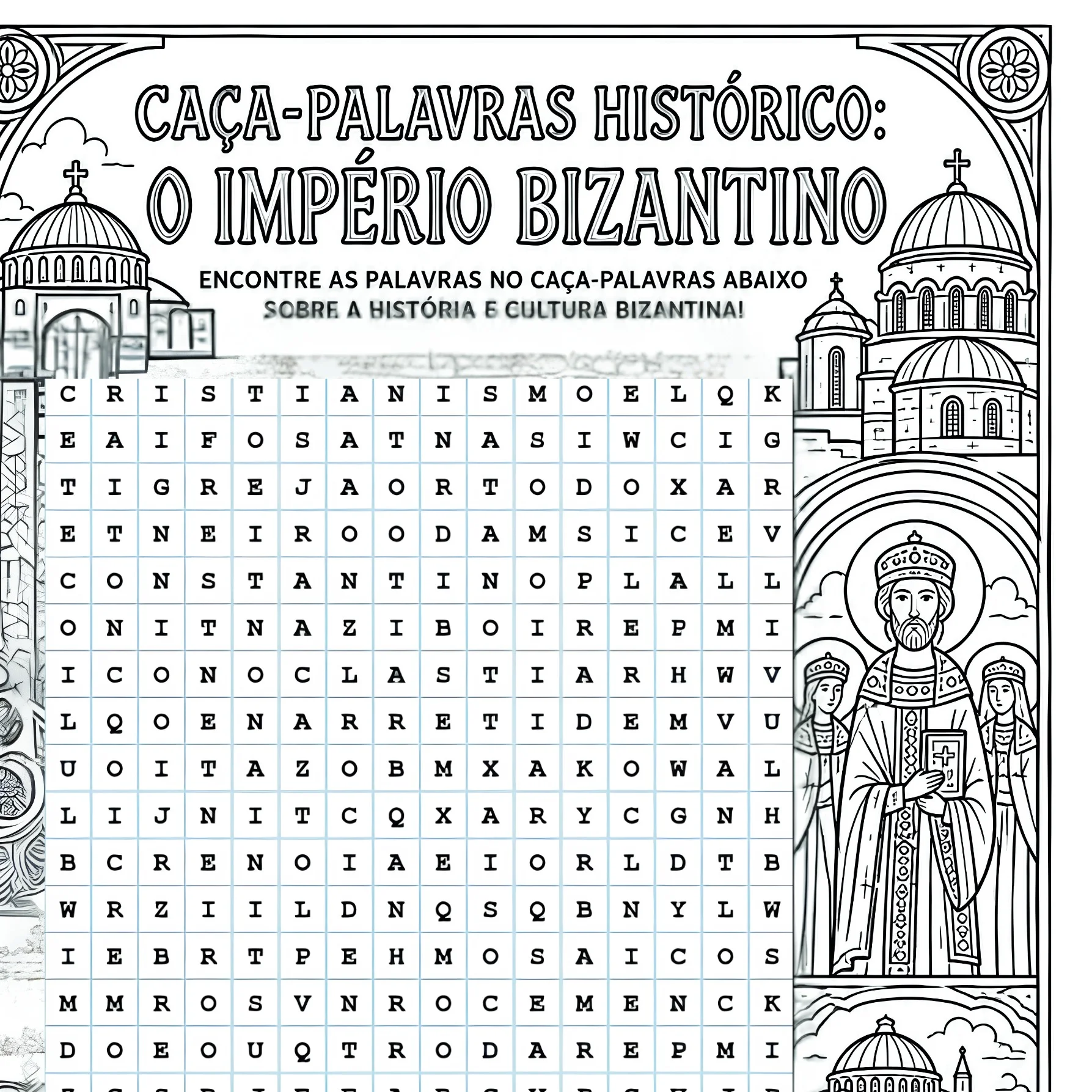 Caça-Palavras sobre o Império Bizantino- com gabarito — amostra 1: 📌 Por que este material é ideal para suas aulas?