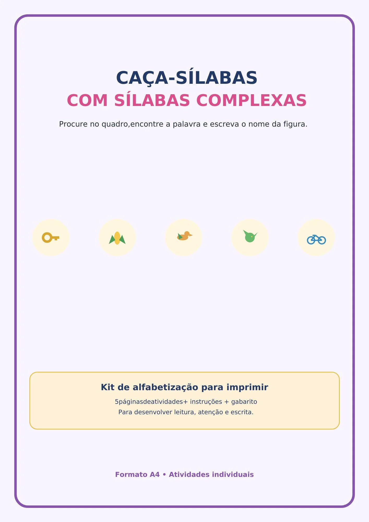 Caça-Sílabas Complexas – PDF para Imprimir — capa do material