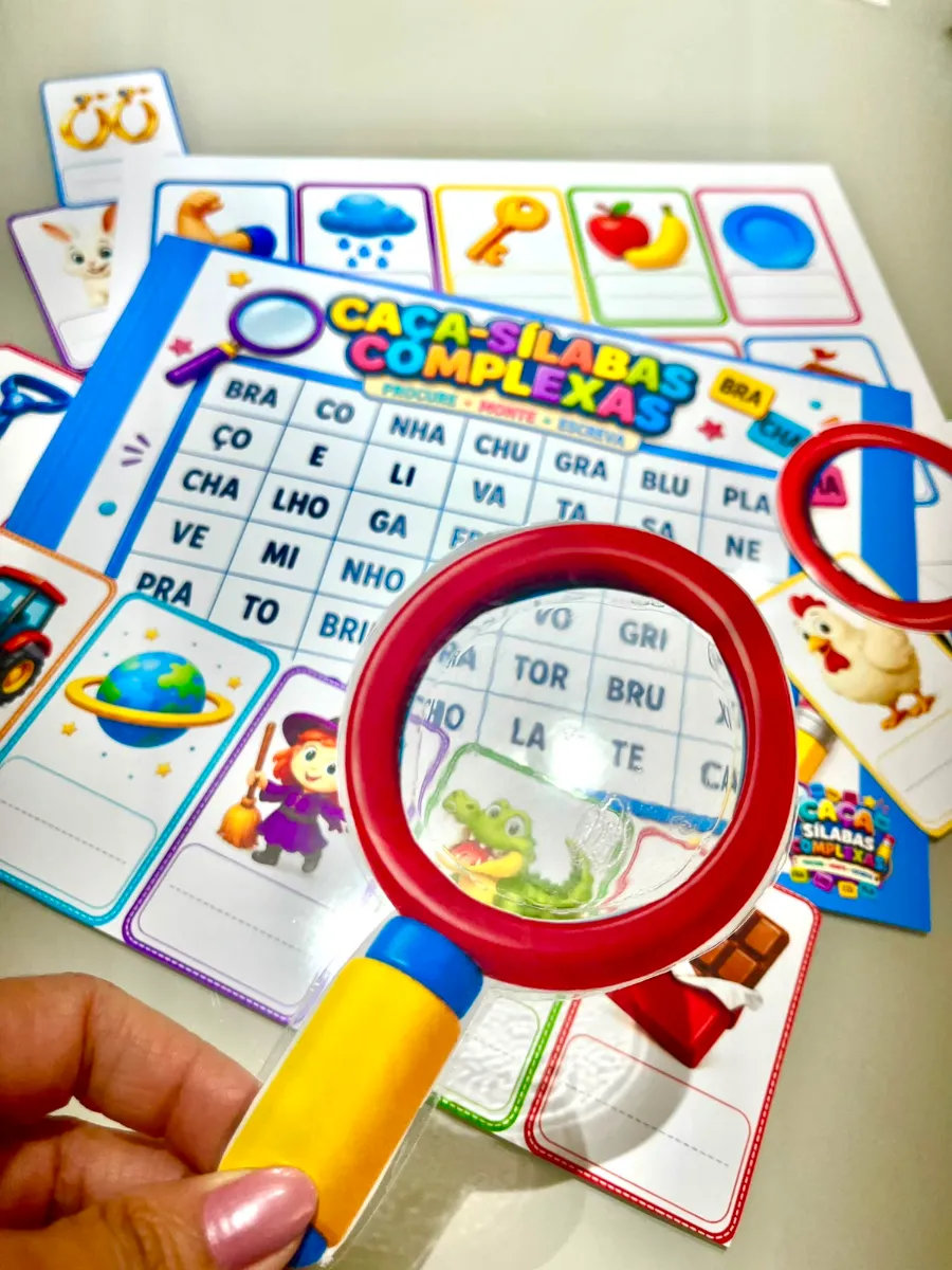 Caça Sílabas Complexas - Recurso Pedagógico 1°, 2° e 3° anos — amostra 3: Um recurso lúdico que trabalha leitura, escrita e…