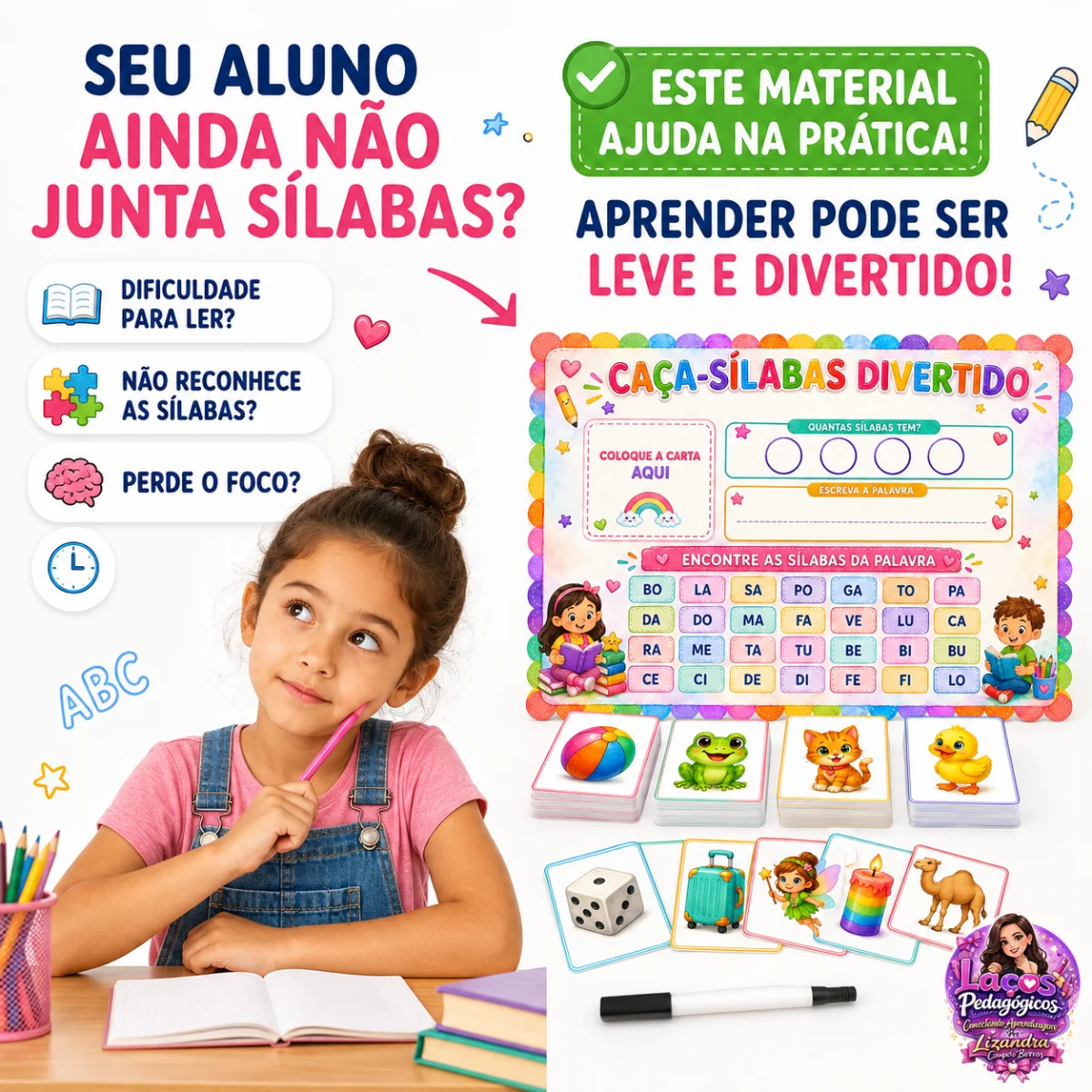 CAÇA SÍLABAS DIVERTIDO — amostra 1: 🌈 CAÇA-SÍLABAS DIVERTIDO 🌈 Aprender a formar palavras ficou muito mais divertido