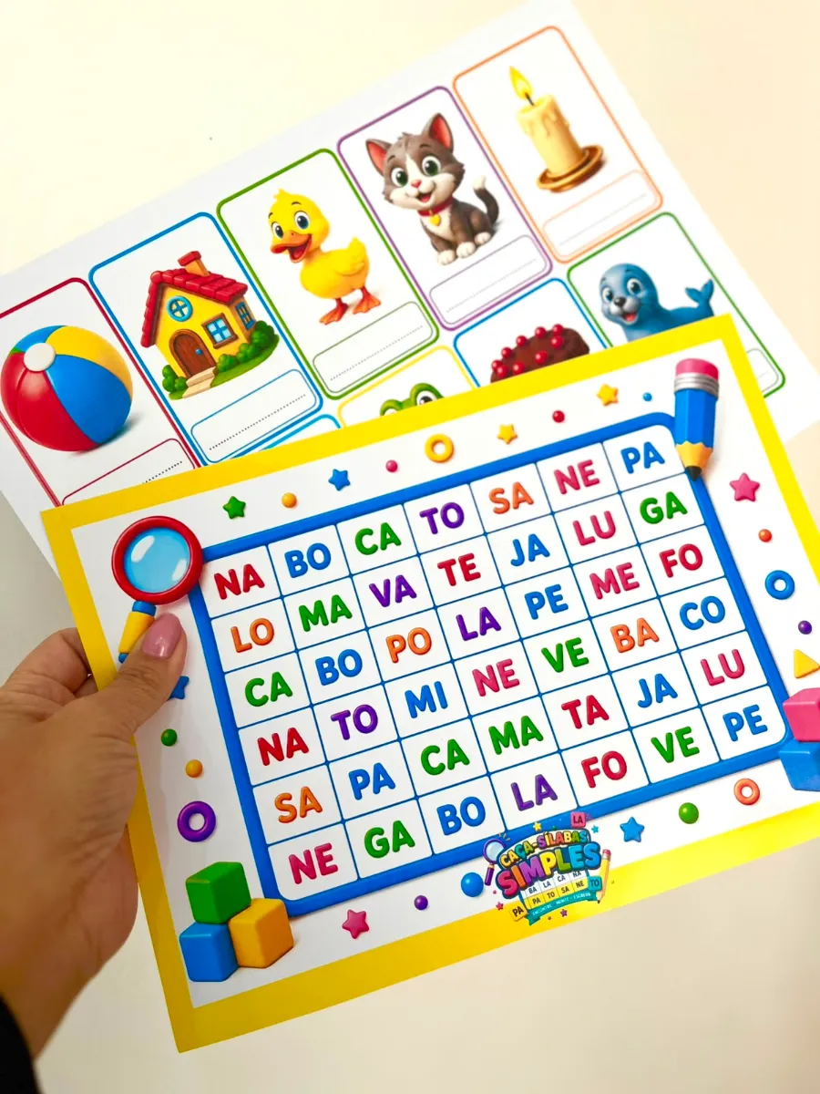 Caça Sílabas Simples - Português Alfabetização — amostra 5: Uma forma divertida de aprender a ler e escrever encontrando a…