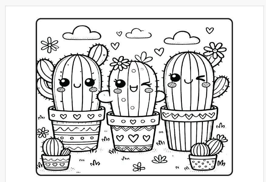 🌵💗 CACTOS FOFOS PARA COLORIR!- ARTES ALFABETIZAÇÃO — amostra 3: 🌵💗 CACTOS FOFOS PARA COLORIR