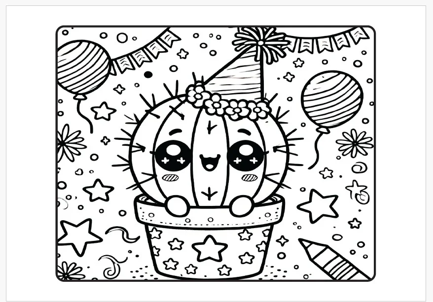 🌵💗 CACTOS FOFOS PARA COLORIR!- ARTES ALFABETIZAÇÃO — amostra 4: 🌵💗 CACTOS FOFOS PARA COLORIR