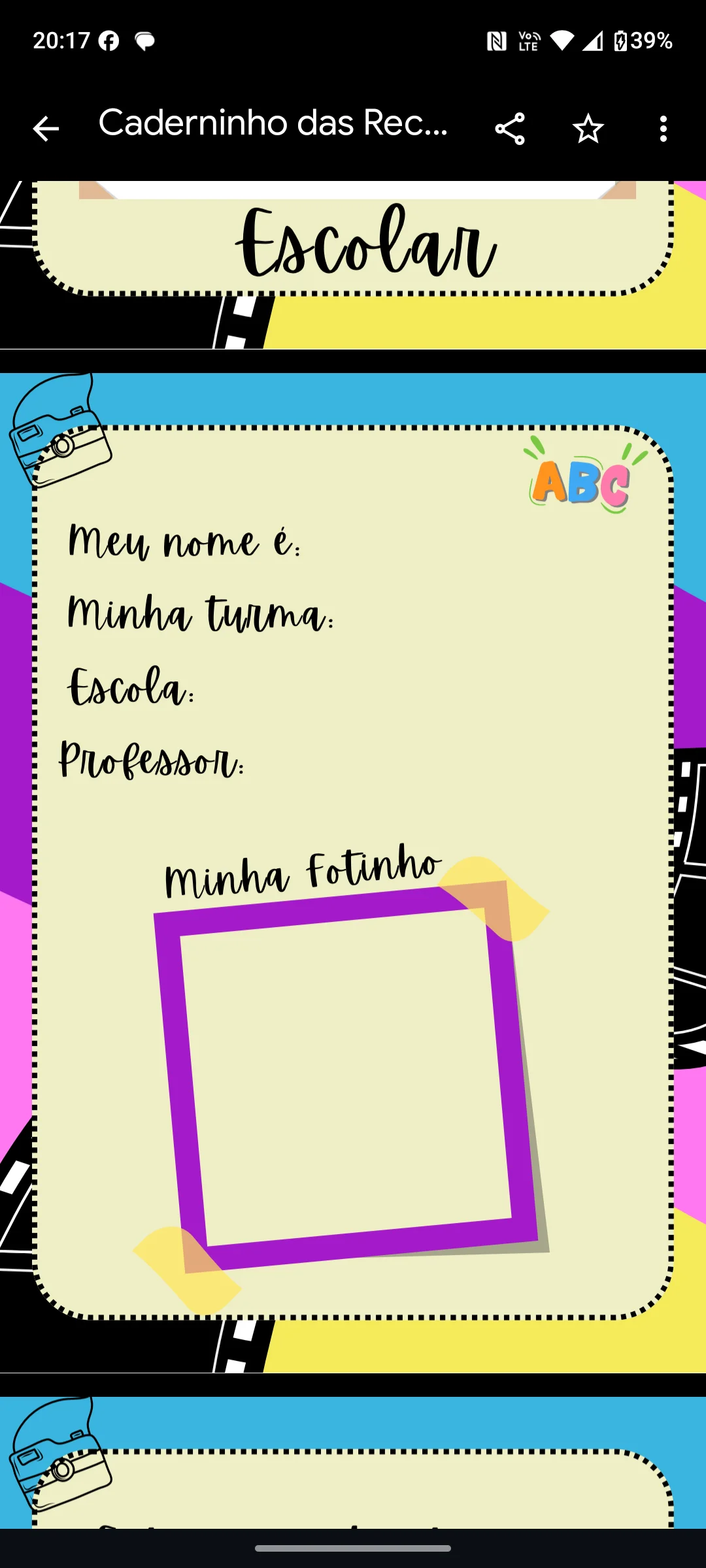 📚✨ CADERNINHO DAS RECORDAÇÕES – MEMÓRIAS QUE FICAM PARA SEMPRE! 📸💛 — amostra 3: O Caderninho das Recordações foi pensado…