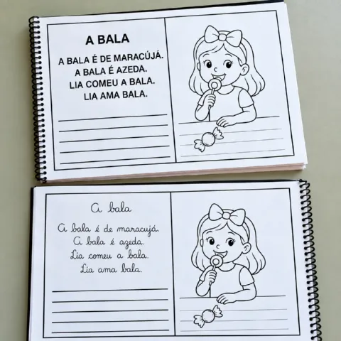 Caderninho de Leitura com Frases para Alfabetização — amostra 2: Material com 50 páginas de textos e frases curtas para…