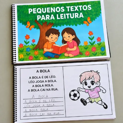 Caderninho de Leitura com Frases para Alfabetização — amostra 4: Material com 50 páginas de textos e frases curtas para…