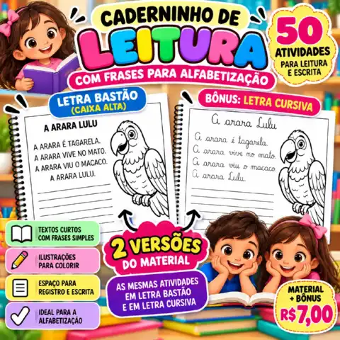Caderninho de Leitura com Frases para Alfabetização — capa do material