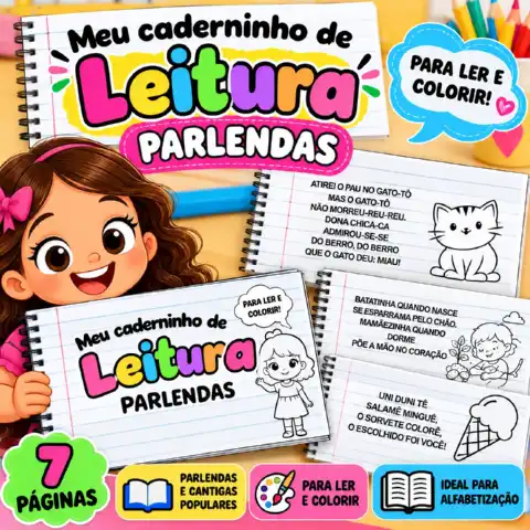Caderninho de Leitura com Parlendas para Alfabetização — capa do material