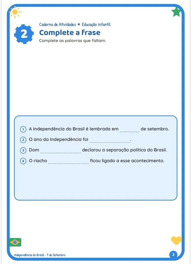 CADERNO DA INDEPENDÊNCIA DO BRASIL – 20 ATIVIDADES! — amostra 3: Que tal trabalhar o 7 de Setembro de forma divertida,…