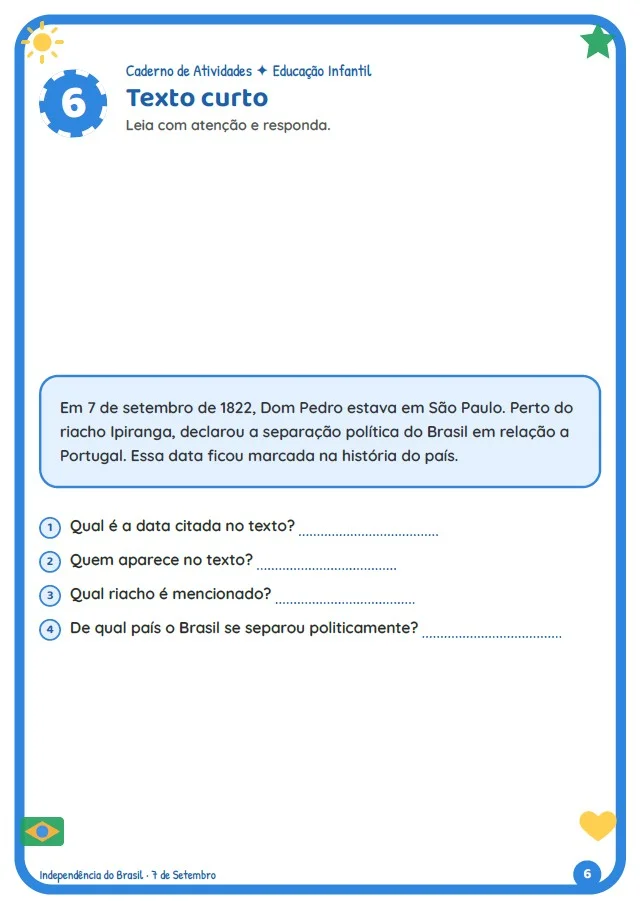 CADERNO DA INDEPENDÊNCIA DO BRASIL – 20 ATIVIDADES! — amostra 5: Que tal trabalhar o 7 de Setembro de forma divertida,…