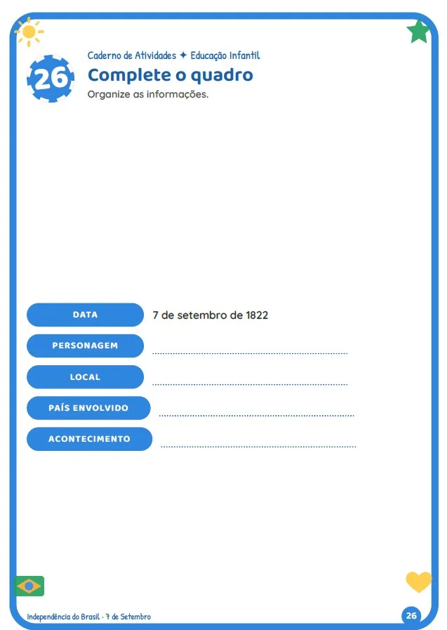 CADERNO DA INDEPENDÊNCIA DO BRASIL – 20 ATIVIDADES! — amostra 7: Que tal trabalhar o 7 de Setembro de forma divertida,…