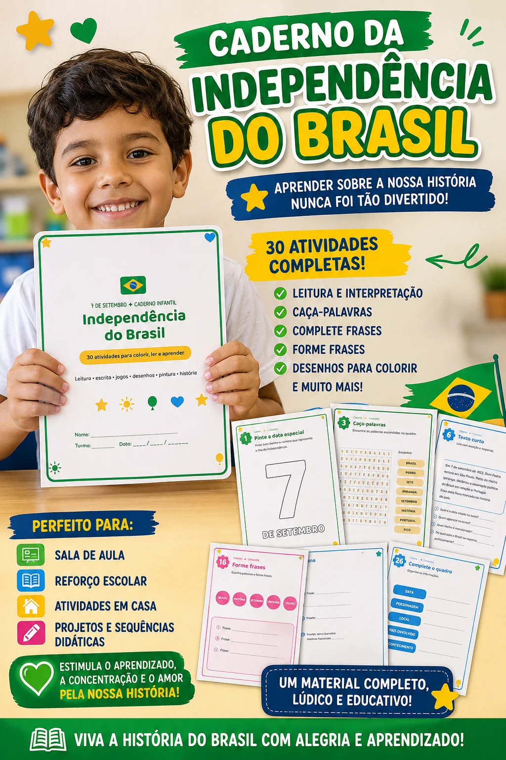 CADERNO DA INDEPENDÊNCIA DO BRASIL – 20 ATIVIDADES! — capa do material