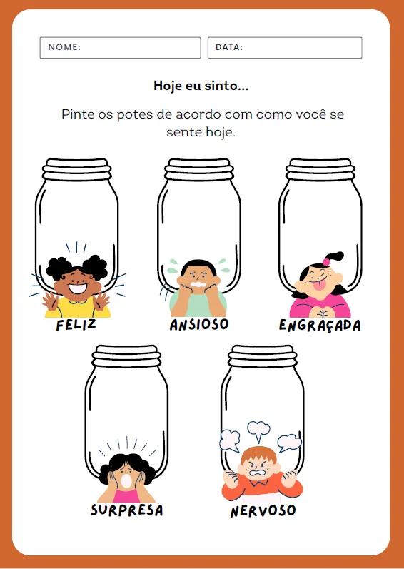CADERNO DAS EMOÇÕES - ATIVIDADE LÚDICA ALFABETIZAÇÃO — amostra 5: Você já perguntou a uma criança “Como você está se…